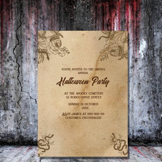 Invitation vintage serpents gothique halloween éffrayant (Créateur téléchargé)