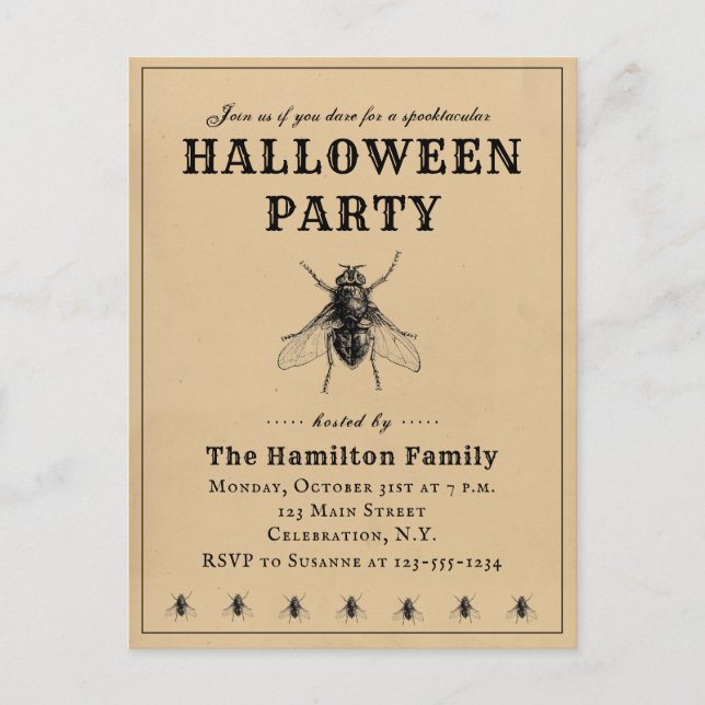 Invitation vintage Simple Halloween Party (Devant)