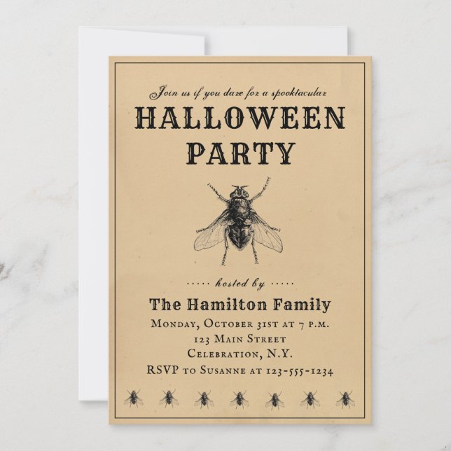 Invitation vintage Simple Halloween Party (Devant)