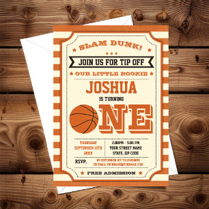 Invitation Vintage Slam Dunk 1er billet d'anniversaire