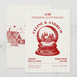 Invitation Vintage Snowglobe Noël mariage anniversaire