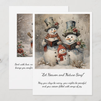 Invitation Vintage Snowman Family Carolers Christmas