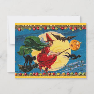 Invitation vintage sorcière Halloween