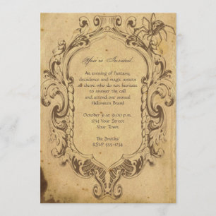 Invitation Vintage Spider Frame Halloween Party