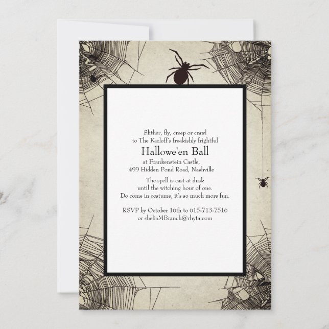 Invitation Vintage Spiderweb Chalkboard Halloween  (Devant)