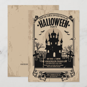 Invitation Vintage Spooktacular Haunular House Halloween Part