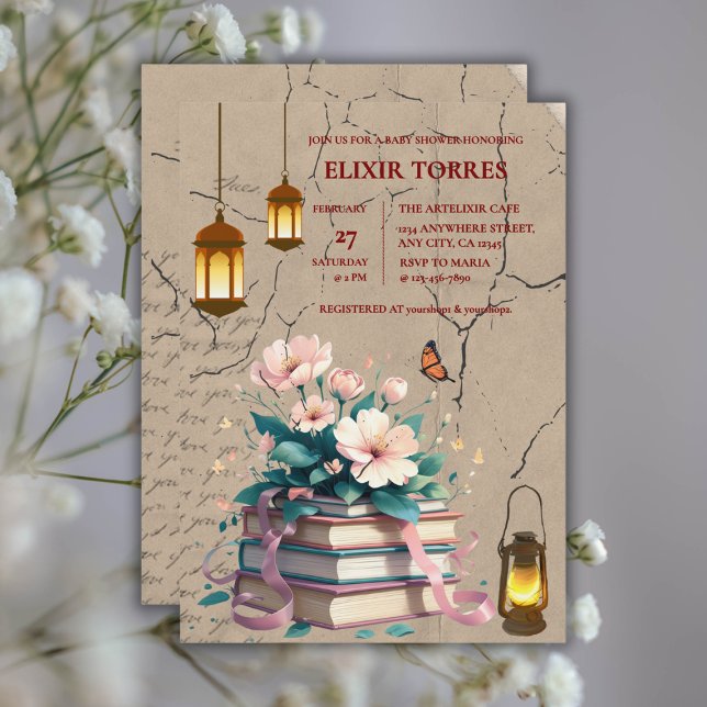 Invitation Vintage Storybook Floral Baby shower (Créateur téléchargé)