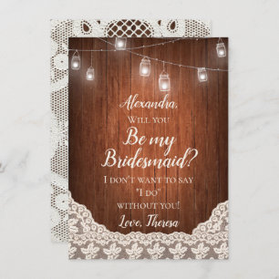Invitation Vintage String Lights Mason Jar Lace Mariage en bo