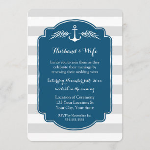 Invitation Vintage Stripes Mariage Vow Renouvellement Invitat