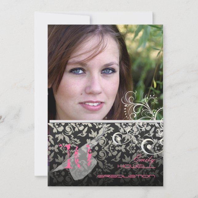 Invitation Vintage/Swirls/Damask/Graduations (Devant)