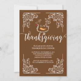 Invitation Vintage Thanksgiving Dinner Party
