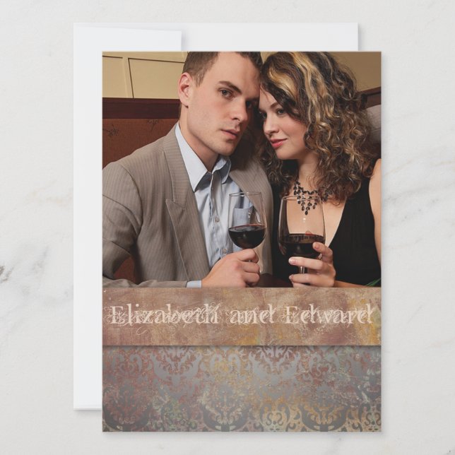 Invitation Vintage Toscan Damask Élégance italienne (Devant)