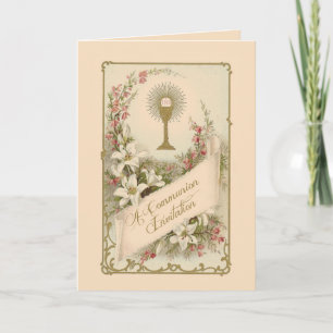 Invitation vintage traditionnelle catholique commu