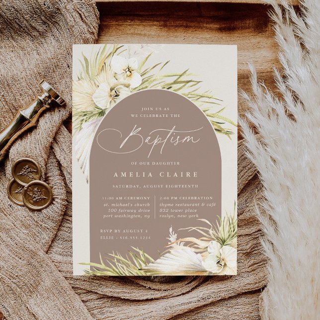 Invitation Vintage Tropiques Baptême Cérémonie & Fête (Créateur téléchargé)