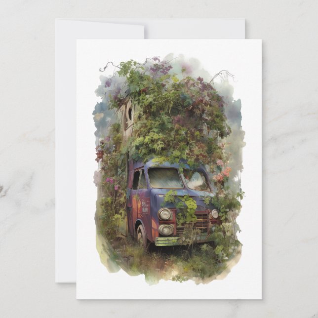 Invitation Vintage Truck avec Flowers (Devant)