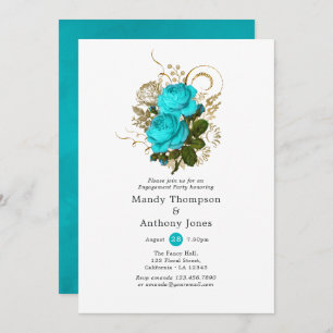 Invitation Vintage Turquoise et Gold Shabby
