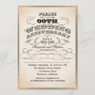 Invitation vintage typographie mariage anniversaire invitatio