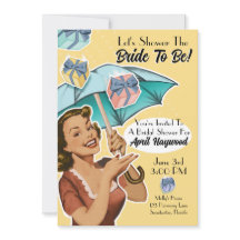 Vintage Umbrella Style Showparty Invitation-Jaune