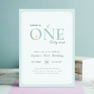 Invitation Vintage Une Canard Silly Bleu Rose Noeud 1er Anniv