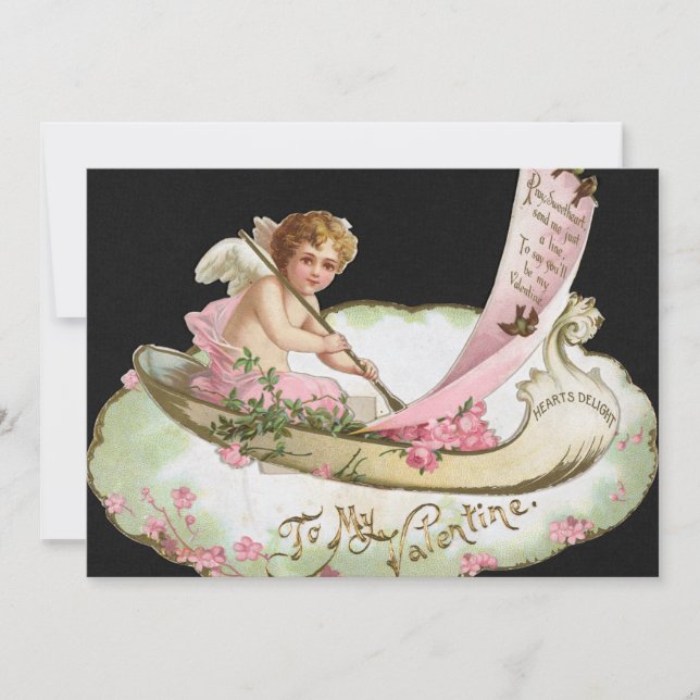 Invitation Vintage Valentine's Day Card Angel d'invitation (Devant)