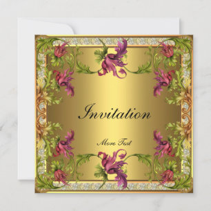 Invitation Vintage Verrou Floral Frame