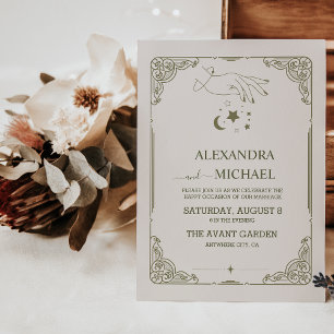 Invitation Vintage vert Mystical Botanical Mariage
