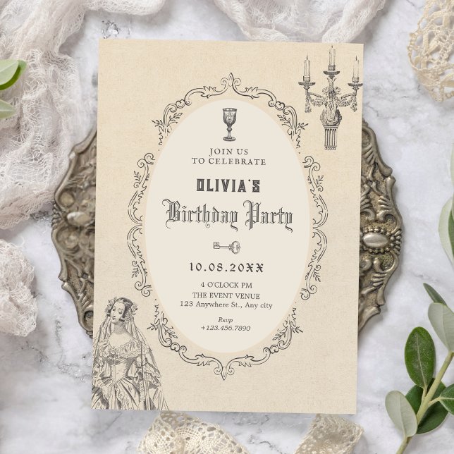 Invitation Vintage victorian birthday (Créateur téléchargé)