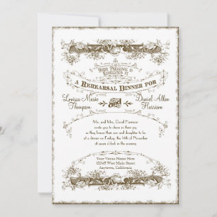 Invitation Vintage Victorien Élégant Dîner de répétition Mari