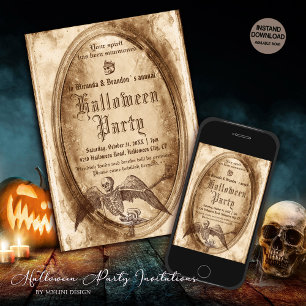 Invitation Vintage victorien gothique miroir Halloween Party