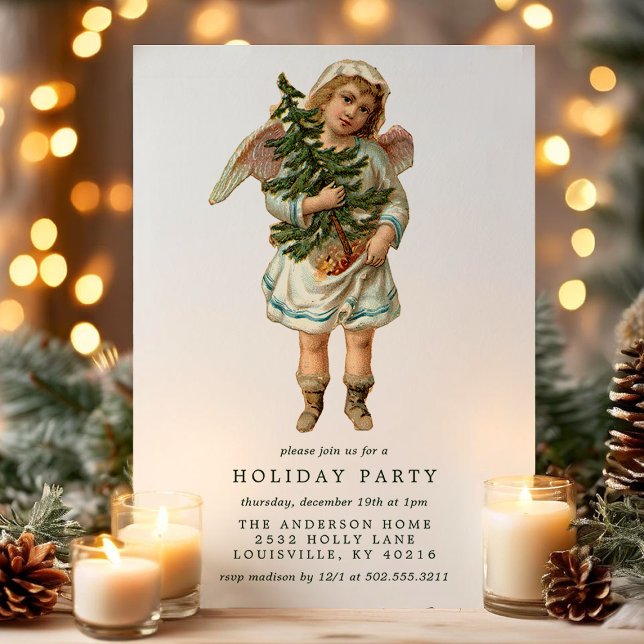 Invitation Vintage Victorien Noël Angel Fête de Noël (Créateur téléchargé)