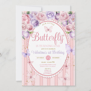 Invitation Vintage violet rose Notre Petit Papillon Anniversa