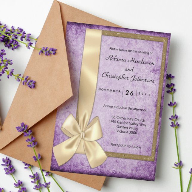 Invitation Vintage Violet Rustic Elegance Mariage (Créateur téléchargé)