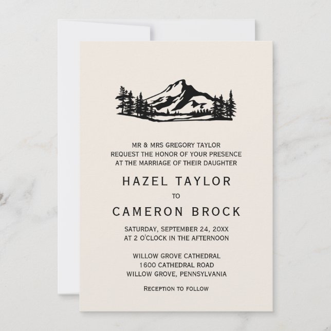 Invitation Vintage Wilderness Mariage officiel (Devant)