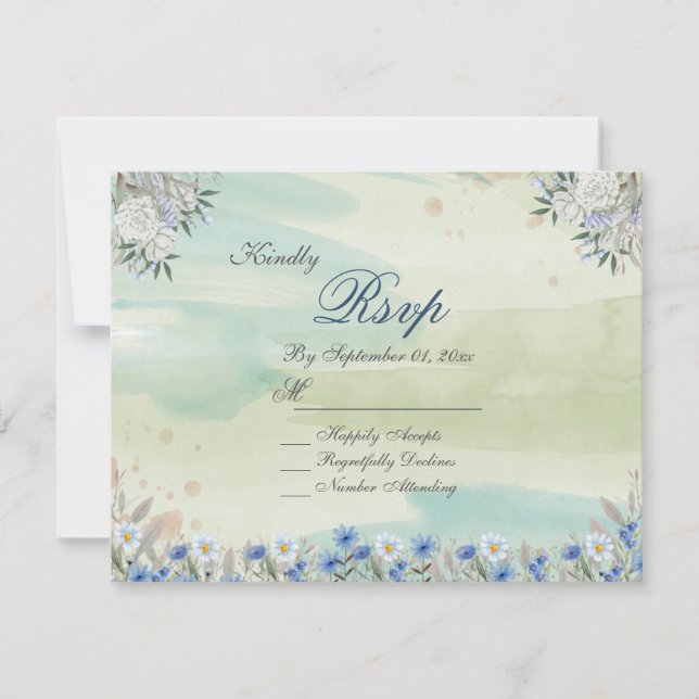 Invitation Vintage Wildflower Frame Wedding RSVP Card (Devant)