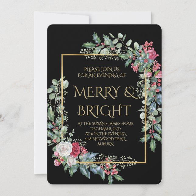 Invitation Vintage Winter Botanical Christmas Elegance (Devant)