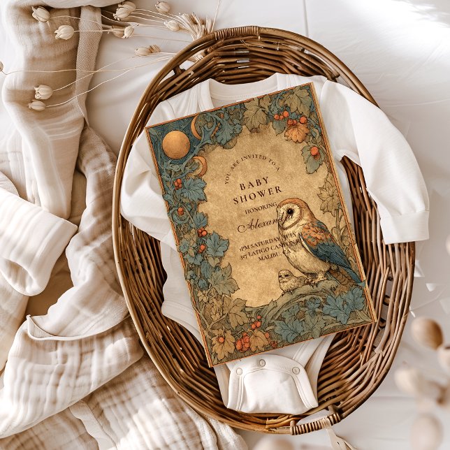 Invitation Vintage Woodland Owl Baby Shower (Créateur téléchargé)