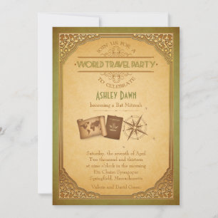 Invitation vintage World Travel Bat mitzvah