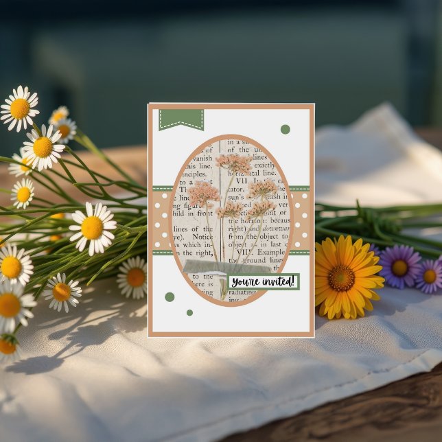 Invitation Vintage Yarrow Détails sur le dos Anniversaire (Créateur téléchargé)