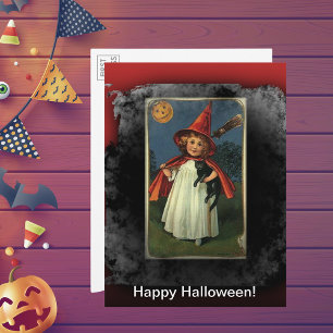 Invitation Vintage Young Halloween sorcière & chat grande car