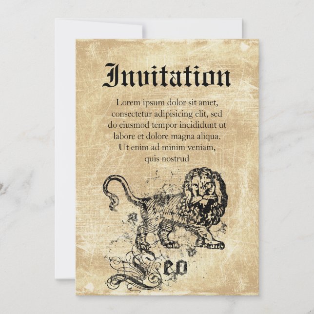 Invitation Vintage Zodiac Leo (Devant)