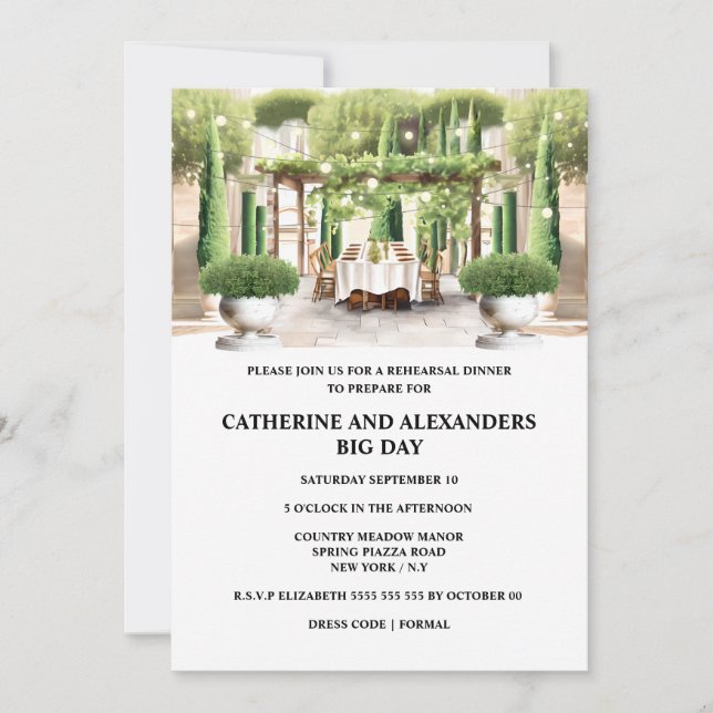 Invitation Vinyard fine repas d'été piazza topiaire peuplier (Devant)