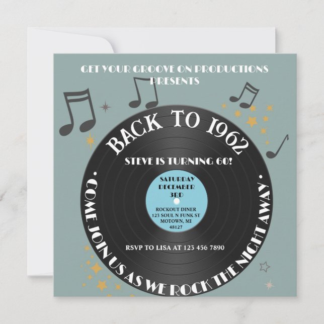 Invitation Vinyl Record 60e fête d'anniversaire (Devant)
