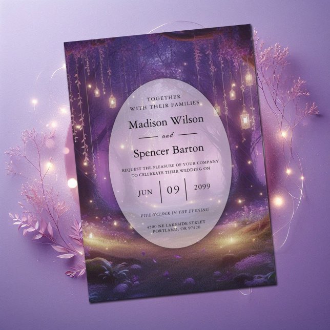 Invitation Violet à minuit Mariage de forêt enchantée (Créateur téléchargé)
