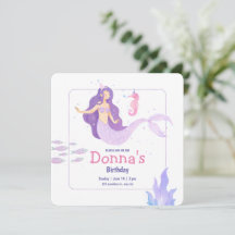 Violet Aquarelle Sirène fête d'anniversaire Annive