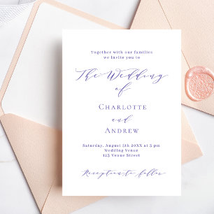 Invitation Violet blanc simple script formel mariage de luxe