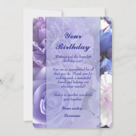 Invitation Violet Blue Rose Birthday Card