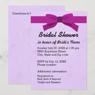 Invitation Violet clair avec Fête des mariées de coeur et de 