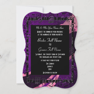 Invitation Violet damassé élégant mariage formel