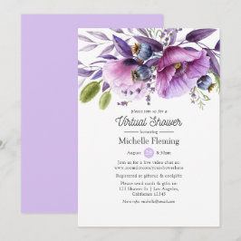 Invitation Violet Dusty Floral Virtual Baby ou Fête des marié