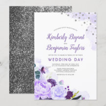 Violet et argenté | Mariage d'aquarelle florale